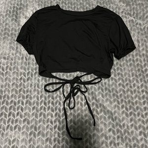 Black tie back crop top